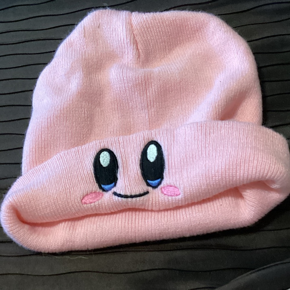 Pink Beanie with Cute Face Design